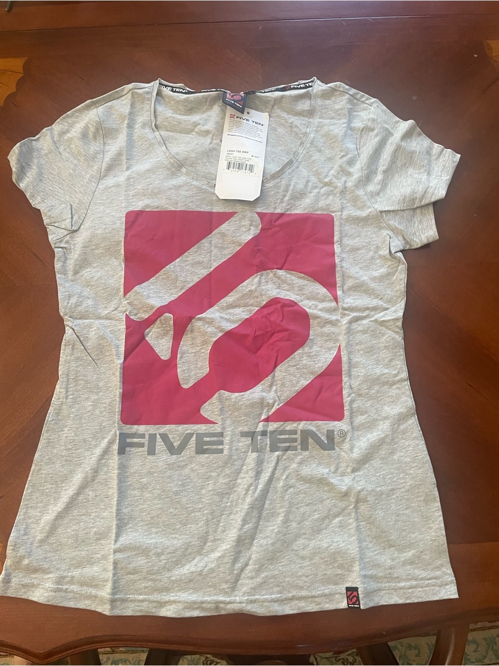 Five Ten Women's Logo Tee - Gray with Pink Graphic size L